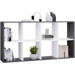 Marion - tagre modulable 8 cubes - bibliothque 8 cases - 147x30x75 cm - anthracite et blanc