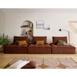 Lisa design - marisol - canap modulable droit 3 places - velours textur - terracotta