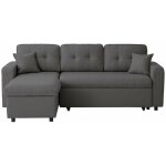 Loungitude - canapé d'angle réversible et convertible en tissu gris foncé - maryo Loungitude - canapé d'angle réversible et convertible en tissu gris foncé - maryo