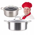 Marmite en acier 24 cm avec couvercle - pour gaz et induction