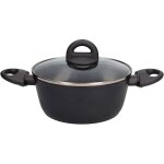 Marmite en aluminium forg srie salova avec couvercle en verre 24cm noir