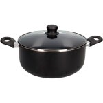 Marmite en aluminium press srie noova avec couvercle en verre 28 cm noir