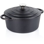 Marmite en fonte avec couvercle, chaudron, rtissoire, rtissoire ronde, 22 cm, 2, 6 l