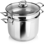 Marmite � p�tes en acier avec couvercle en verre anett 6 l 3 pcs.