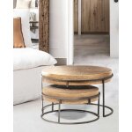 Uniqka - marrakech - table basse ronde gigogne en mtal dor