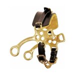 Marron - hackamore laiton plaqu avec branches courtes, cuir et laine nasaline