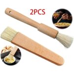 (marron)pinceau de cuisine pinceau en bois - poils naturels - 2 tailles - marron