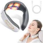 Masseur cervical, 6 modes 9 niveaux massage de cou electrique intelligent, massage � impulsions sur 4 ...