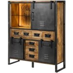 Massivmoebel24. de - buffet en bois de manguier / bois de r�cup�ration 140x45x160 naturel laqu� / m�tal ...