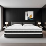 Matelas 140x190 cm, �paisseur 25 cm. mousse a m�moire + ressorts ensach�s, hybride, ergonomique - respirant, ...