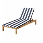 Matelas bain de soleil imperm�able d�houssable � rayures pour transat arcachon bleu fonc� 60x190 cm