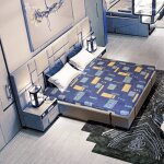Matelas bleu avec motifs d�houssable 90 x 190 cm