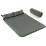 Matelas de camping autogonflant 2 personnes avec 2 oreillers 187x131x4 cm et sac portable en pvc impermable ...