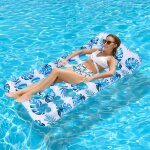 Matelas gonflable pour piscine, 165 x 83 cm, chaise flottante gonflable avec trous, radeau  air poreux, ...