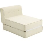 Matelas lit fauteuil futon chauffeuse pliable pliant longueur 195 cm velours côtelé crème Matelas lit fauteuil futon chauffeuse pliable pliant longueur 195 cm velours côtelé crème