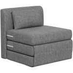 Homcom - matelas lit fauteuil futon chauffeuse pliable pliant longueur 203 cm coussin inclus tissu effet ...