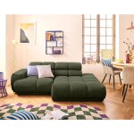 Lisa design - matera - canap� d'angle droit 3 places avec t�ti�res r�glables en tissu textur� - vert
