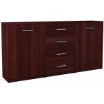 Matkam - buffet avec 2 portes et 4 tiroirs weng - meuble de rangement style contemporain - 177 x 35 ...