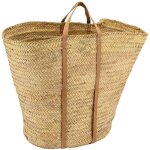 Aubry gaspard - maxi cabas en palmier avec anses en cuir