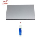 Mccover - crédence - réversible - en aluminium brossé / aluminium brut 200 x 100 x 0. 3 cm + mastic silicone ... Mccover - crédence - réversible - en aluminium brossé / aluminium brut 200 x 100 x 0. 3 cm + mastic silicone ...