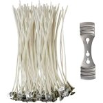 Mche pour bougie 15 cm, lot de 100 pcs + fixationmeche bougie naturelle coton 100% cologique guide ...