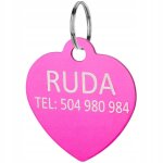 M�daille d'adresse pour chat petite identification chien et chat gravure coeur rose