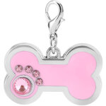 M�daille d'identification pour animaux de compagnie en alliage rose, pendentif en forme d'os pour chien ...
