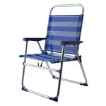 Mediawave store - chaise longue de plage en textilne et aluminium transat relax repliable couleur: bleu ...