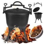 Mega récupérateur de poêle en fonte sur pied pour barbecue au feu de camp jusqu'à 16 l Mega récupérateur de poêle en fonte sur pied pour barbecue au feu de camp jusqu'à 16 l