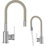 Granitan - mlangeur de cuisine beige avec bec flexible robinet d'vier grado