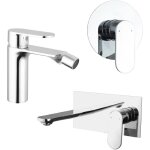 Mlangeur avec lavabo encastr bidet sans vidange et douche encastre en laiton chrom mod. kerry
