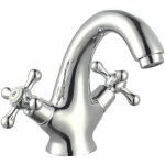 M�langeur lavabo, fixe chrom�, style r�tro, a�rateur �conomie d?eau, vidage tirette inclus