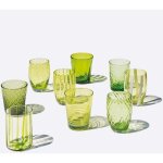Melting pot lot de 6 verres unicolores - vert - verre souffl� � la main, 32 cl - gobelets artisan pour ...