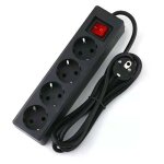 Multiprise 4 prises 16a 2p avec interrupteur, rallonge 3m 230 v, noir Multiprise 4 prises 16a 2p avec interrupteur, rallonge 3m 230 v, noir