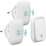 Sonnette sans fil, sonnette sans batterie requise carillon de porte sans fil avec 2 récepteurs, bouton ... Sonnette sans fil, sonnette sans batterie requise carillon de porte sans fil avec 2 récepteurs, bouton ...