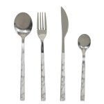 M�nag�re 16 pi�ces en inox manche effet marbre