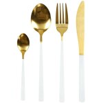 Mnagre 16 pices en inox or manche blanc