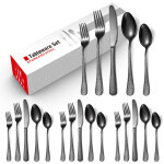M�nag�re 24 pi�ces couverts en inox pour 4 personnes ? design martel�, acier inoxydable alimentaire, ...