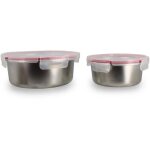 Menastyl - lot de 2 botes hermtiques avec couvercle 5040178 - en acier inoxydable - ronde - 15 et 20 ...