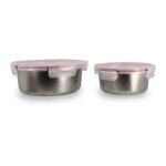 Menastyl - lot de 2 bo�tes herm�tiques avec couvercle 5040178 - en acier inoxydable - ronde - 15 et 20 ...