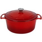 Menastyl - cocotte 6020105 - ronde - fonte maille - rouge - 7 litres