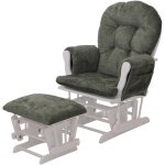 Mendler - fauteuil relax hwc - c76, rocking chair fauteuil � bascule avec pouf tissu / textile chenille ...