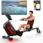 Merach - rameur d'appartement, 16 niveaux de rsistance magntique, connect app zwift et kinomap, cran ...