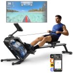 Merach - rameur  eau d'appartement, 6 niveaux de rsistance, moniteur bluetooth, support de tablette, ...