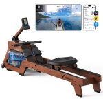Merach - rameur  eau d'appartement, chaise ergonomique confortable, bois massif, connect app zwift ...