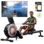 Merach - rameur magntique cologique, 16 niveaux de rsistance, rglage intelligent, compatible avec ...