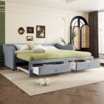 Méridienne, méridienne 90x200cm avec lit gigogne, canapé lit avec deux tiroirs, lit simple (sans matelas), ... Méridienne, méridienne 90x200cm avec lit gigogne, canapé lit avec deux tiroirs, lit simple (sans matelas), ...