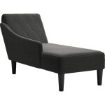 M�ridienne chaise longue canap� pour int�rieur avec coussin et accoudoir droit en tissu noir dec026260 ...
