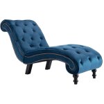 D�coshop26 - m�ridienne chaise longue canap� pour int�rieur en velours bleu capitonn� dec026118
