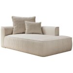 Vente - unique ? m�ridienne droite en velours c�tel� grosses c�tes beige ? assise 1 place avec coussins ...